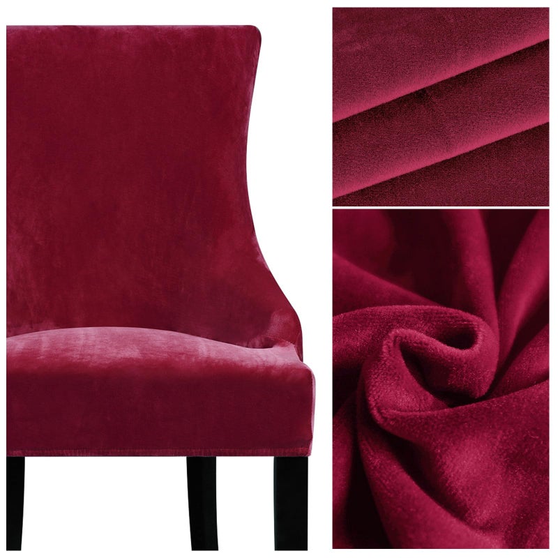 Lellen Velvet Stretch Wingback Chair Cover Slipcover - Reusable Protector Cover for Dining Room Banquet Home Decor etc Machine Washable Hand Washable (Wine, 2PC) - Image 4